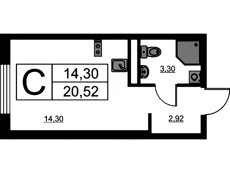 Квартира студия 20.52 м², 4/16 эт., ЖК «Avenue Apart Pulkovo»